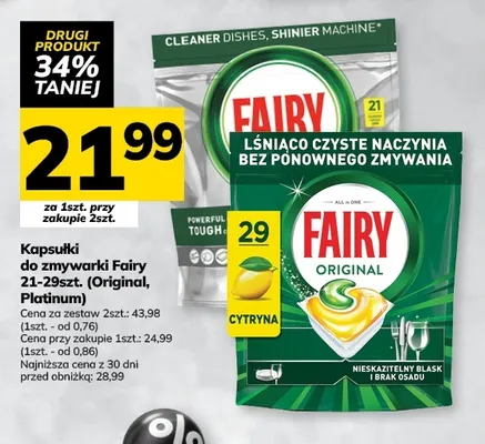 Tabletki do zmywarek lemon Fairy platinum plus promocja w Hitpol