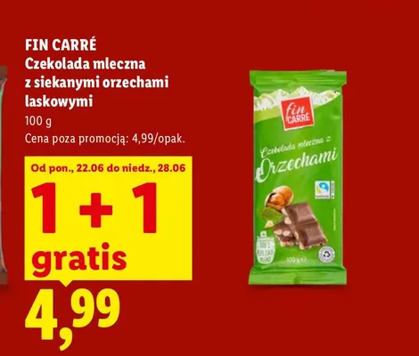 Czekolada mleczna z siekanymi orzechami laskowymi Fin Carré promocja w Lidl