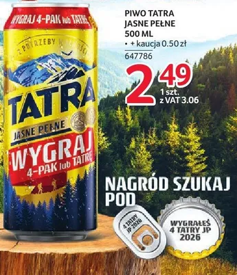 Piwo Tatra Jasne Pełne 500 ml promocja w Selgros