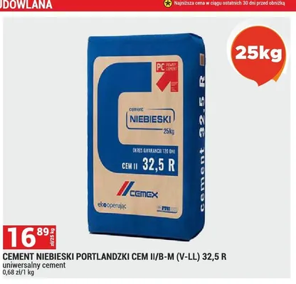 Cement Niebieski Portlandzki CEM II/B-M (V-LL) 32,5 R Cemex promocja w Merkury Market