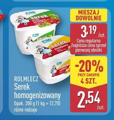 Serek homogenizowany Rolmlecz truskawkowy promocja w Aldi