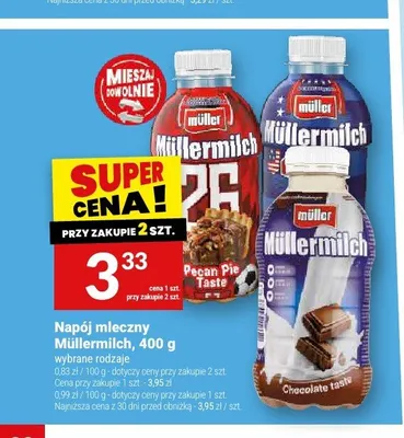 Napój mleczny Müllermilch o smaku pecan pie promocja w Twój Market