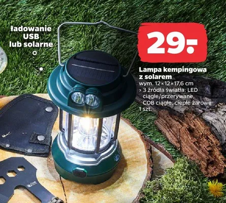 Lampa kempingowa z solarem wym. 12x12x17,6cm promocja w Netto