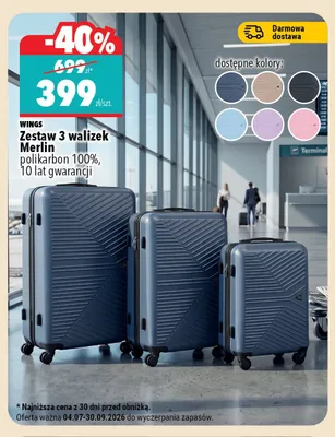 Zestaw 3 walizek Wings Merlin promocja w Biedronka Home