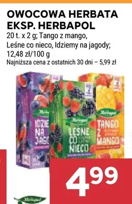 Owocowa herbata ekspresowa Leśne co nieco Herbapol promocja w Stokrotka