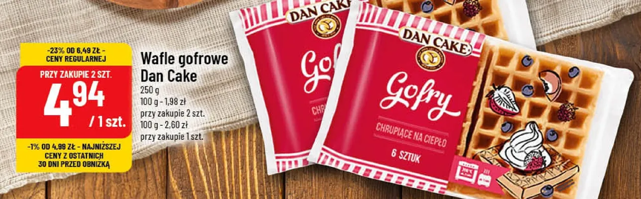 Wafle gofrowe Dan Cake promocja w POLOmarket