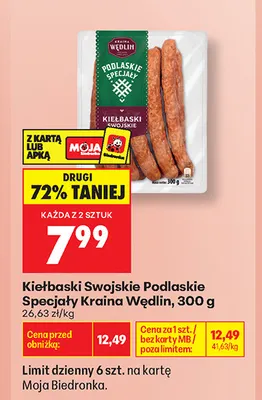 Kiełbaski swojskie Podlaskie Specjały Kraina Wędlin promocja w Biedronka