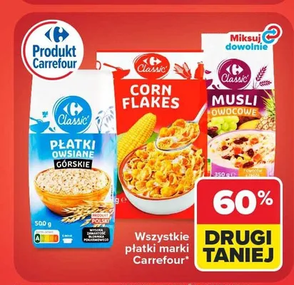Płatki owsiane górskie Carrefour Classic promocja w Carrefour