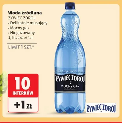 Woda źródlana Żywiec Zdrój Delikatnie musujący promocja w Intermarche