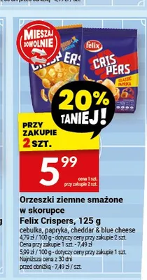 Orzeszki ziemne smażone w skorupce Felix Crispers cebulka promocja w Twój Market