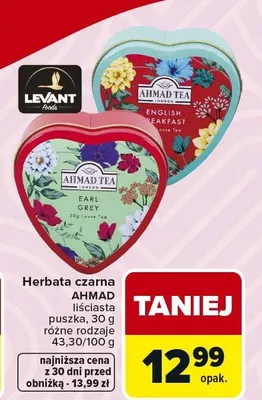 Herbata czarna liściasta puszka, różne rodzaje promocja w Carrefour