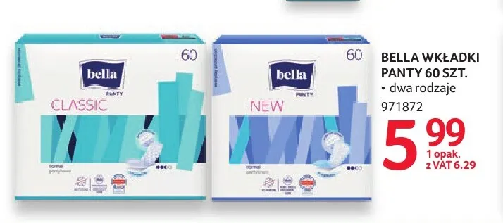 Wkładki Panty Classic 60 szt. Bella promocja w Selgros