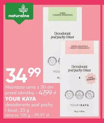 Dezodorant pod pachy i biust Your Kaya promocja w Super-Pharm