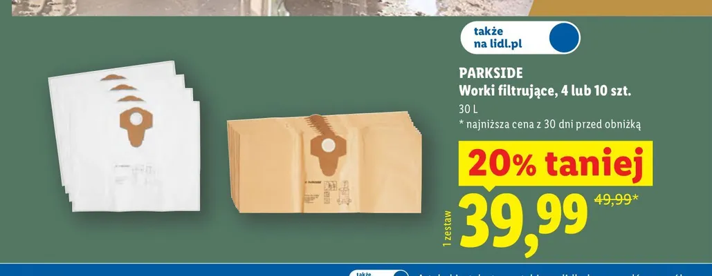 Worki filtrujące Parkside 10-pak 30 l promocja w Lidl
