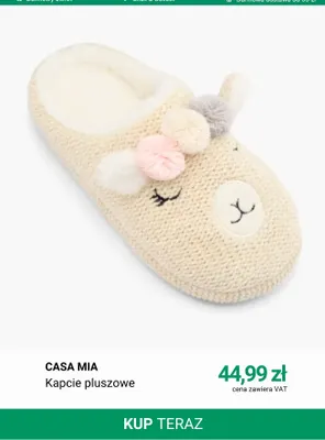 Kapcie pluszowe Casa Mia promocja w Deichmann