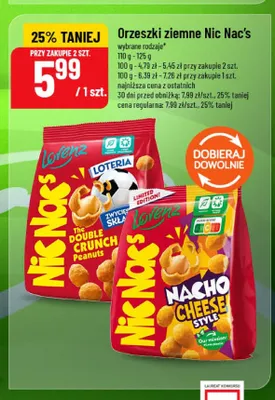 Orzeszki ziemne Nic Nac's Nacho Cheese Style promocja w POLOmarket