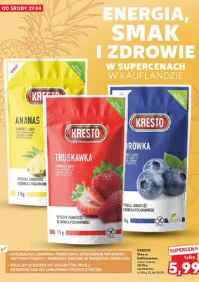 Owoce liofilizowane Kresto truskawka promocja w Kaufland