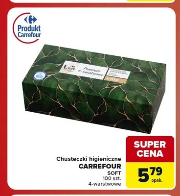 Chusteczki higieniczne Carrefour Soft 100-pak 4-warstwowe promocja w Carrefour Market