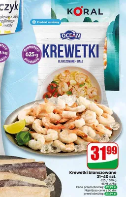Krewetki blanszowane białe Ocean promocja w Dino