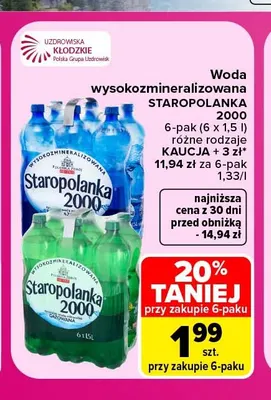 Woda wysokozmineralizowana Staropolanka 2000 6-pak promocja w Carrefour