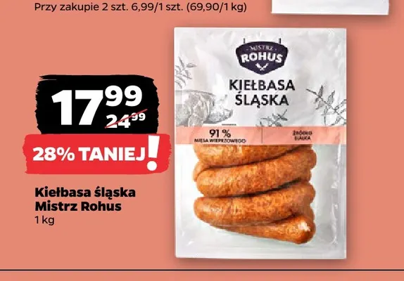 Kiełbasa śląska z serem Haga promocja w Netto