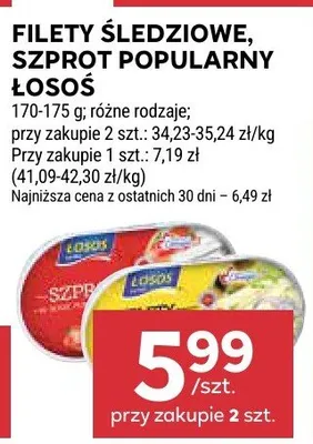 Filety śledziowe, szprot popularny łosoś różne rodzaje promocja w Stokrotka