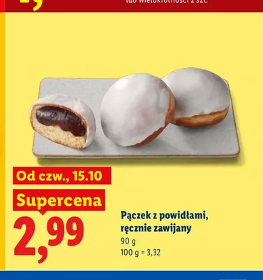 Pączek z powidłami ręcznie zawijany Piekarnia Lidla promocja w Lidl