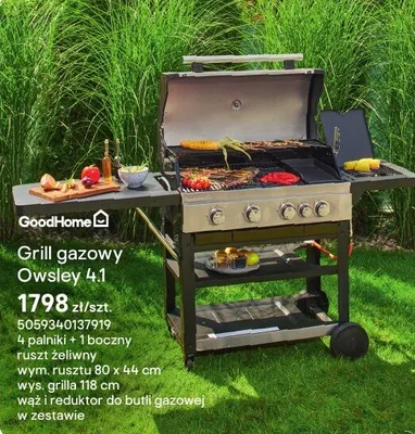 Grill gazowy Owsley 4.1 GoodHome promocja w Castorama