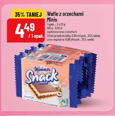 Wafle z orzechami Manner Snack Minis 5-pak promocja w POLOmarket