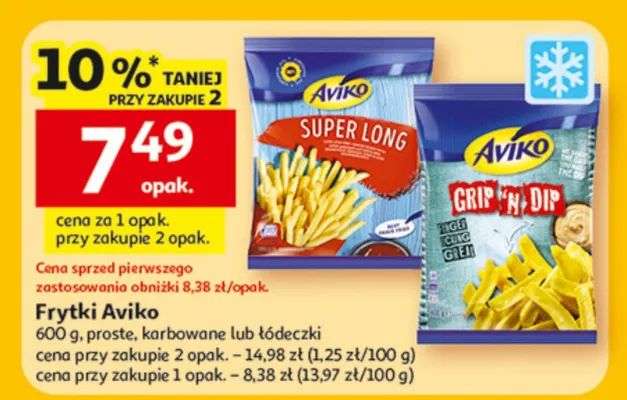 Frytki proste, karbowane lub lódeczki promocja w Auchan