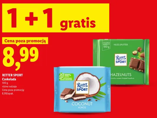 Czekolada Ritter Sport Coconut promocja w Lidl