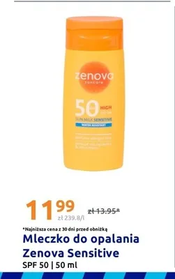 Mleczko do opalania Zenova Sensitive SPF 50 promocja w Action