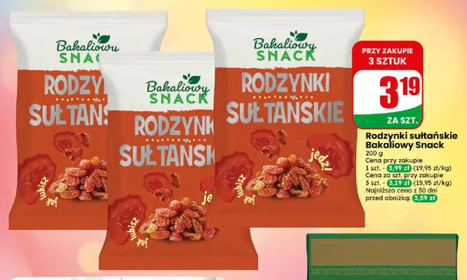 Rodzynki sułtańskie Bakaliowy Snack promocja w Dino