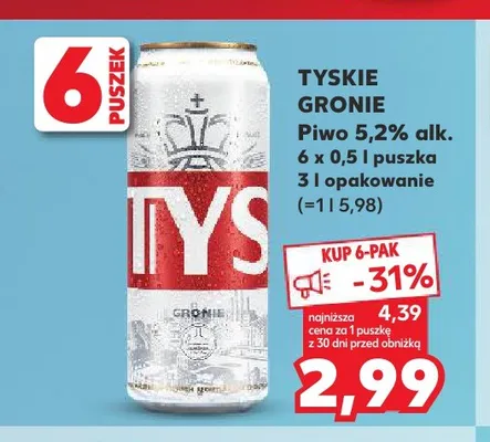 Piwo Tyskie Gronie 6-pak 500 ml promocja w Kaufland