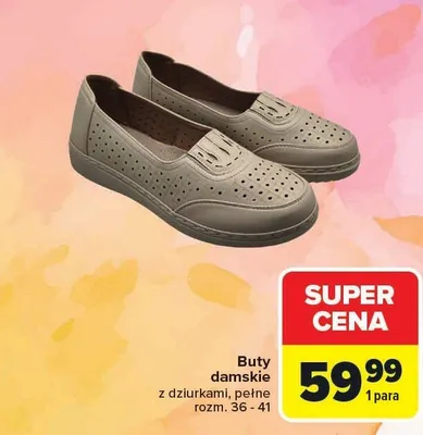 Buty damskie z dziurkami promocja w Carrefour