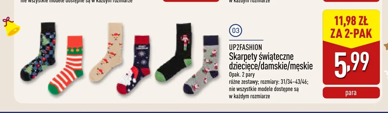 Skarpety świąteczne dziecięce 2-pak UP2FASHION promocja w Aldi