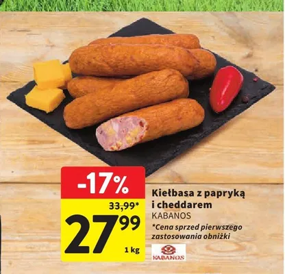 Kiełbasa z papryką i cheddarem KABANOS promocja w Intermarche