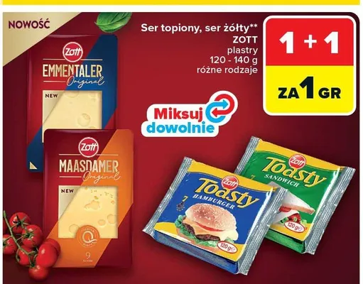 Ser topiony, ser żółty promocja w Carrefour Market