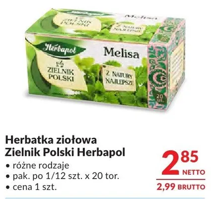 Herbatka ziołowa Zielnik Polski Herbapol różne rodzaje promocja w Makro
