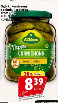 Ogórki korniszony z cebulą i szalotką Kühne promocja w Prim Market