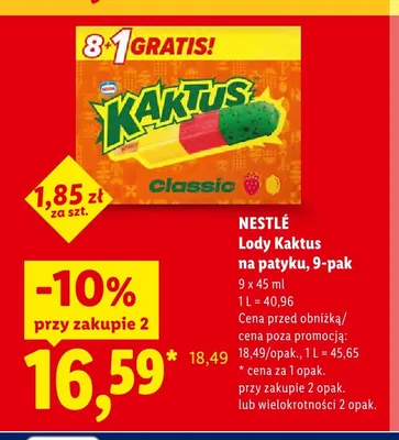 Lody Kaktus Classic na patyku 9-pak promocja w Lidl