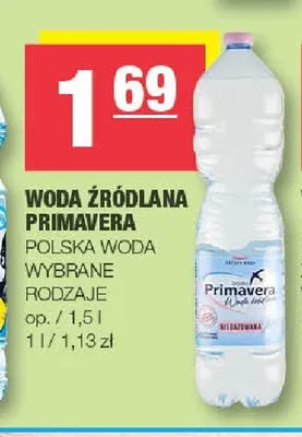 Woda źródlana Primavera promocja w SPAR