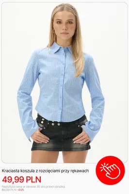 Kraciasta koszula z rozcięciami przy rękawach Cropp promocja w Cropp