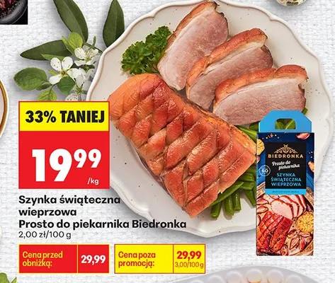 Szynka świąteczna wieprzowa prosto do piekarnika promocja w Biedronka