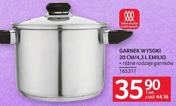 GARNEK WYSOKI 20 CM/4.3 L EMILIO promocja w Selgros