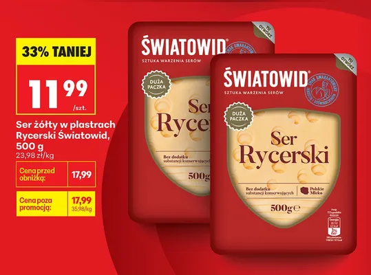 Ser żółty w plastrach Rycerski promocja w Biedronka