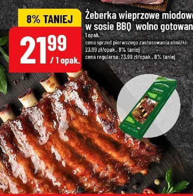 Żeberka wieprzowe miodowe w sosie BBQ wolno gotowane promocja w POLOmarket