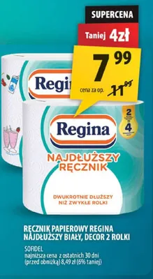 Ręcznik papierowy Regina najdłuższy biały, decor 2 rolki promocja w Arhelan