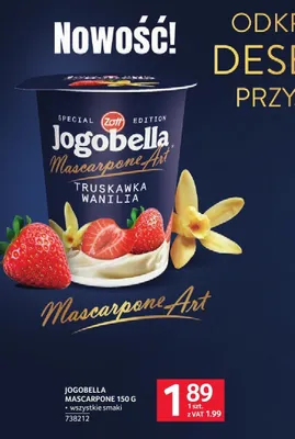 Jogurt Jogobella Mascarpone Art truskawka wanilia promocja w Selgros