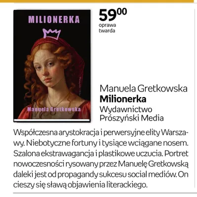 Książka Manuela Gretkowska Milionerka promocja w Empik